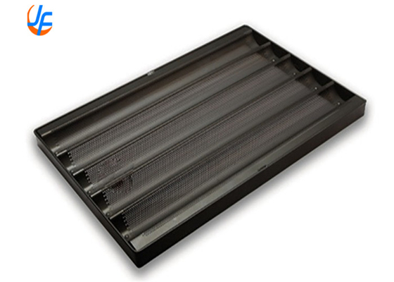 RK Bakeware China Foodservice 5 Baris Aluminium Nonstick Perforated Baguette Tray