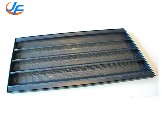 RK Bakeware China Foodservice 5 Baris Aluminium Nonstick Perforated Baguette Tray