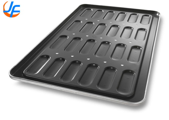 RK Bakeware China-52435 Glazed Nonstick 18 Mold Aluminized Steel Hot Dog Bun Pan Tray