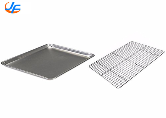 RK Bakeware China-Half Size 16 Gauge Wire in Rim Aluminium Baking Tray dengan Rack Pendingin Berkaki
