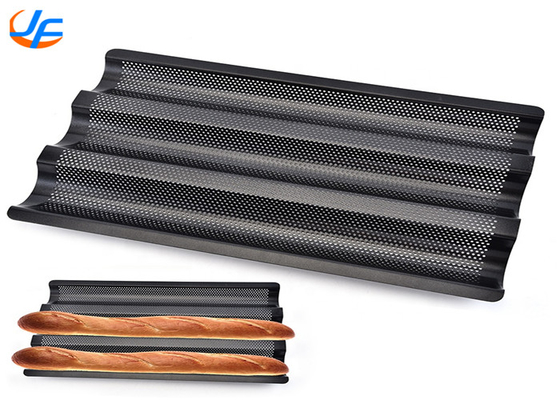 RK Bakeware China Foodservice Chicago Metallic 5 Loaf Glassed Uni Lock NSF Aluminium Baguette Baking Trays