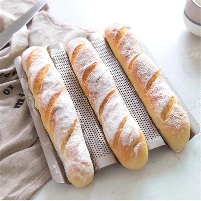 RK Bakeware China Foodservice NSF Full Size 16 Gauge 5 Row Nonstick Aluminium Baguette Baking Tray