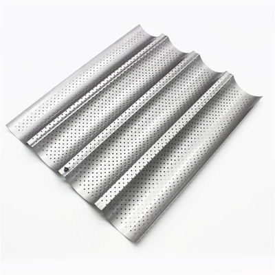 RK Bakeware China Foodservice NSF Perforated 3 Slot Baguette Baking Tray Pan roti Prancis