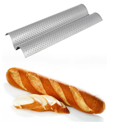 RK Bakeware China Foodservice NSF Pengeboran 3-Slot Mold Baguette Baking Tray Panci Roti Prancis