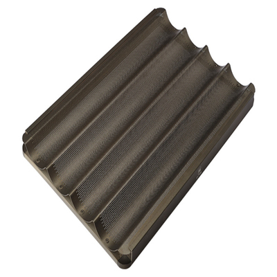 RK Bakeware China Foodservice NSF 5 Loaf Glazed Inox Baguette Baking Tray Pan roti Prancis