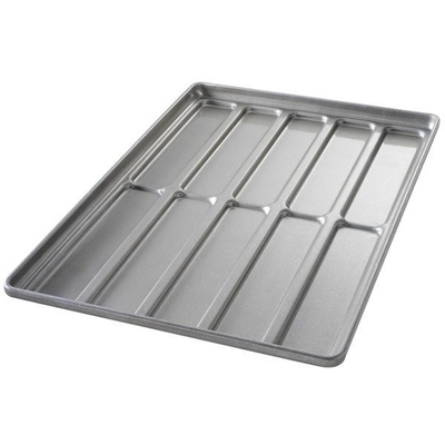 Rk Bakeware China-41055 Baki Hoagie Bun Pan Ujung Bulat Baja Aluminisasi Mengkilap