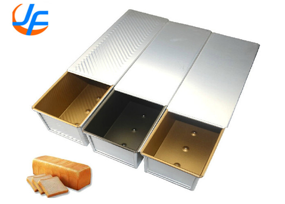 RK Bakeware China Foodservice NSF Aluminium Pullman Loaf Pan / Pan Roti Tin Roti Dengan Bagian Bawah Lolos