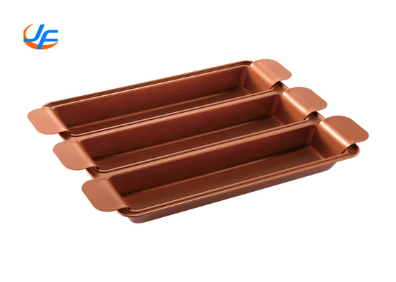 RK Bakeware China Foodservice NSF Telfon Coat Aluminium Loaf Pans Pullman Three Cup Loaf Pan Trisagna Pan Tembaga