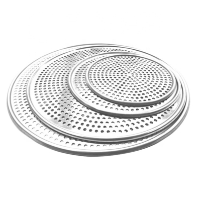 12 inci aluminium tusukan piring piring piring piring untuk oven pizza baking tray tepi datar