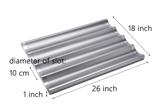 4 lempeng aluminium panci panggang roti Perancis baguette baking tray untuk bar atau toko roti atau restoran