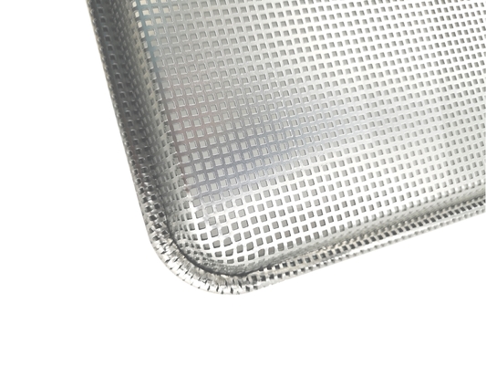 26 x 18 inci 1.2mm logam berlubang nampan berlubang lembaran panggang lempeng aluminium berlubang kawat-in-the-rim lembaran nampan