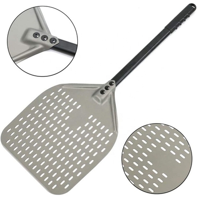 12 Inci Aluminium Pizza Mengubah Kulit Sekop Hitam Hard Aluminium perforated lepas Kulit Pizza
