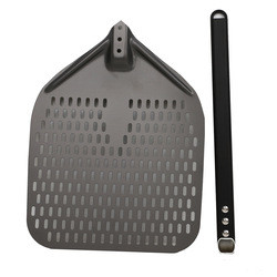 12 Inci Aluminium Pizza Mengubah Kulit Sekop Hitam Hard Aluminium perforated lepas Kulit Pizza
