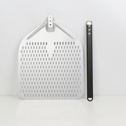 12 Inci Aluminium Pizza Mengubah Kulit Sekop Hitam Hard Aluminium perforated lepas Kulit Pizza