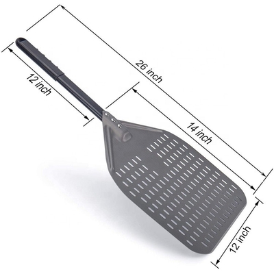 Alumina Pizza Turning Shovel 12 Inch Hitam Hard Aluminium Perforated Pizza Peel