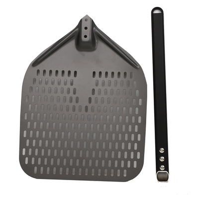 Alumina Pizza Turning Shovel 12 Inch Hitam Hard Aluminium Perforated Pizza Peel