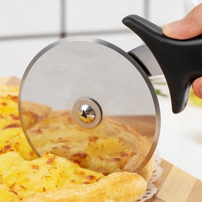 10cm Stainless Steel Pizza Wheel Cutter Dengan Pp Handle Bulat Plastik Pizza Wheel Cutter Server