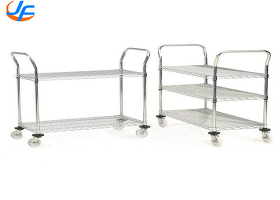 RK Bakeware China Foodservice NSF 3 Tier Stainless Steel Food Serving Trolley Keranjang Distribusi Bahan Keranjang