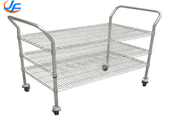 RK Bakeware China Foodservice NSF 3 Tier Stainless Steel Food Serving Trolley Keranjang Distribusi Bahan Keranjang